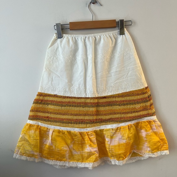 CUSTO Barcelona Eyelet Multicolored Stitching Skirt - Picture 6 of 15